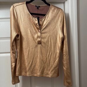 Express Gold Long Sleeve Button Down Shirt